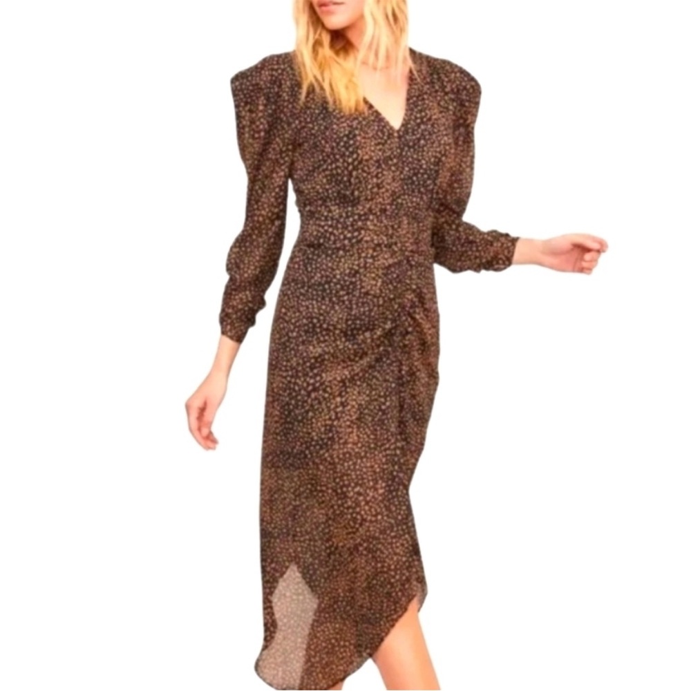 ASTR The Label Ruched Front Printed Midi Dress Sz.S Animal Print, Party,